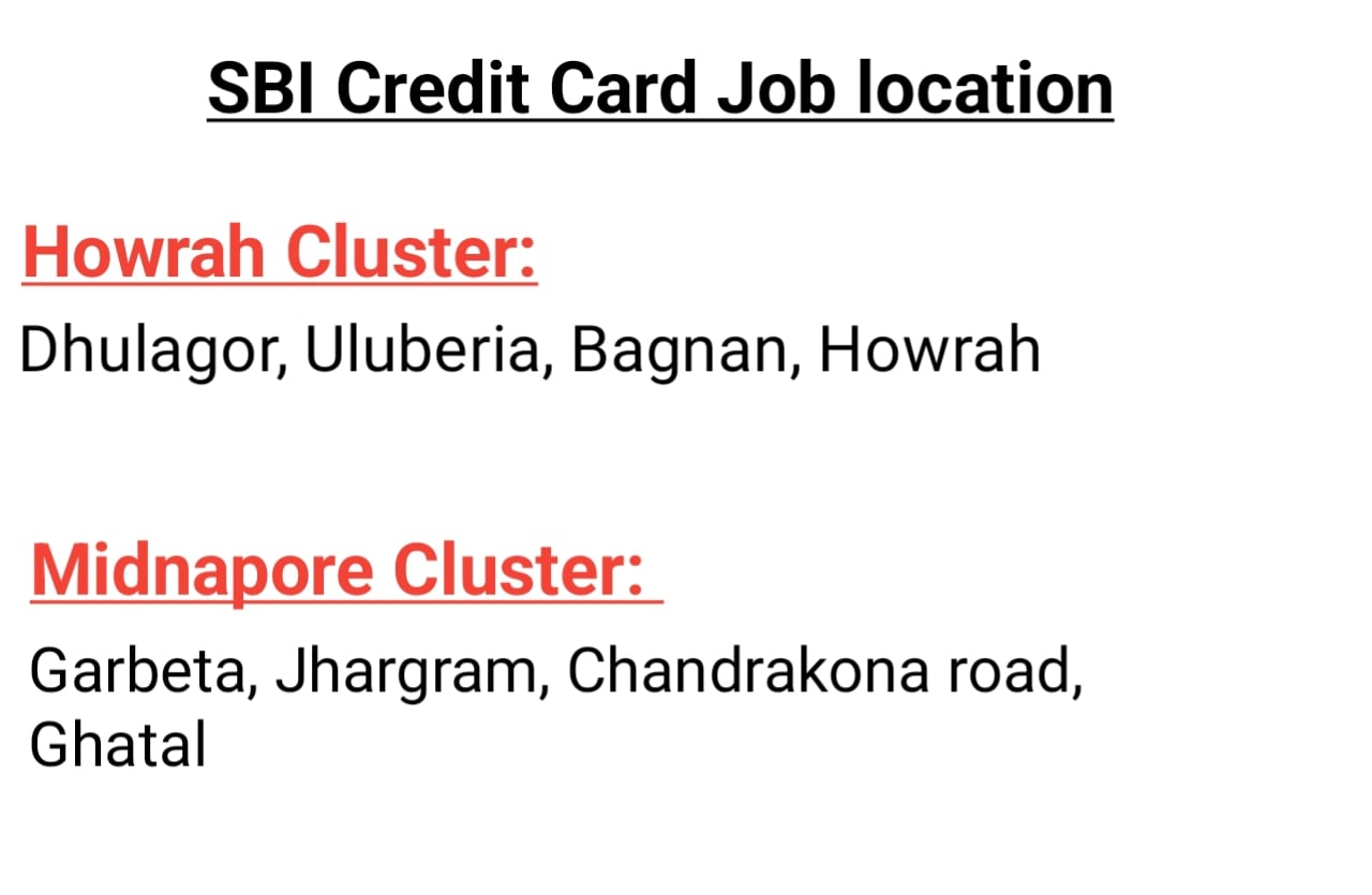 SBI credit card Job location 